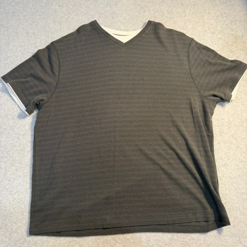 Method Men's XXL V-Neck Short Sleeve Charcoal Gray Comfy Relax Preppy Shirt